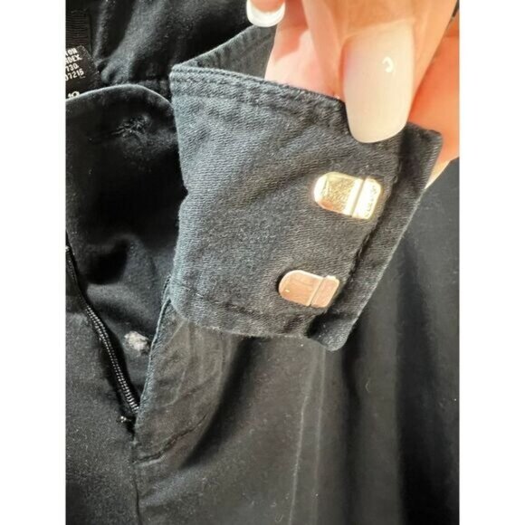 Massimo Black Stretch Capri Pants Womens Size 12 Cotton Blend With Side Tab Deta - Picture 6 of 6